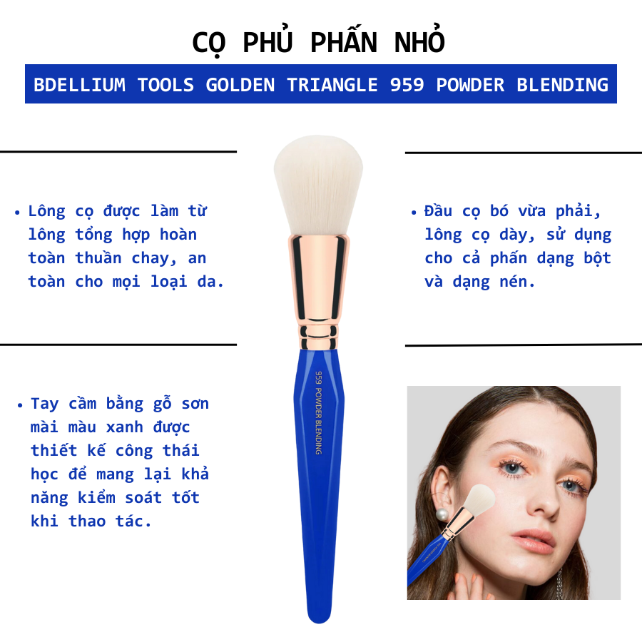 Cọ Má Hồng Phủ Phấn Nhỏ Bdellium Tools Golden Triangle B959 Powder Blending